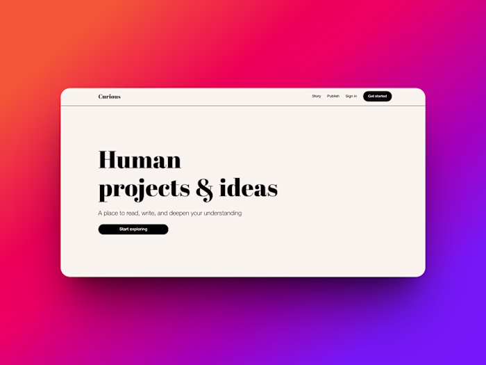 Curious Blog Landing Page Design