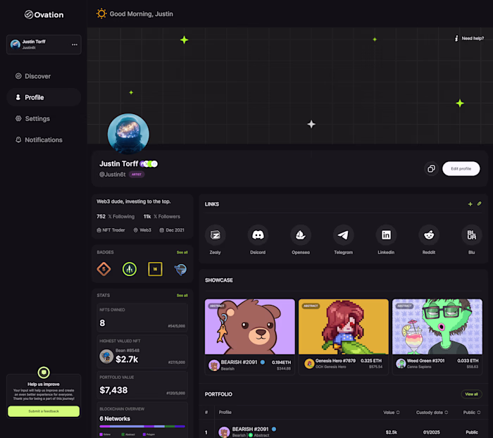 Ovation: Designing the Ultimate NFT Portfolio & Discovery Hub
