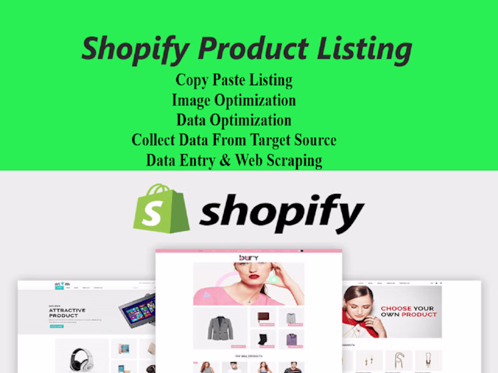 Shopify product listing data entry professionally