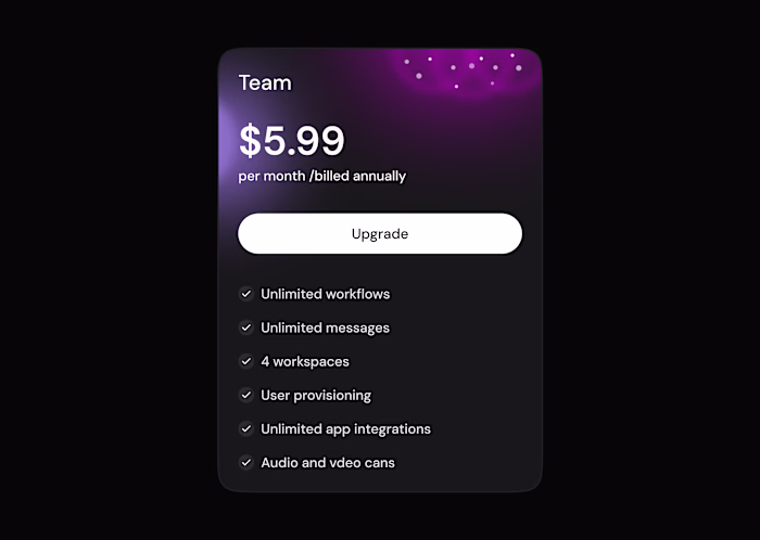 Pricing section - Daark mode