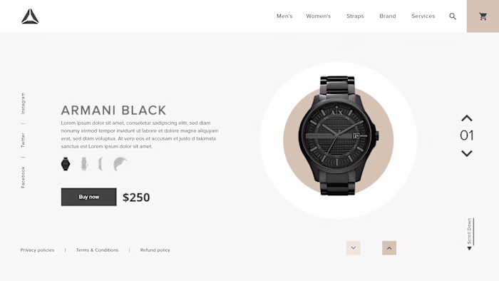 Armani Black Watch Landing Page