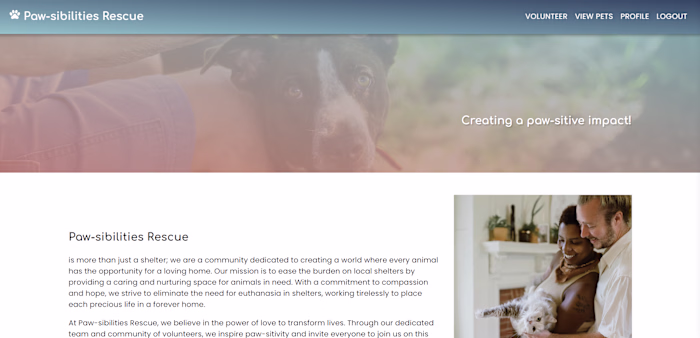 Paws-ibilities Rescue Web Application