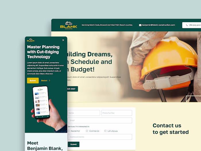 Blank Construction Group Landing Page