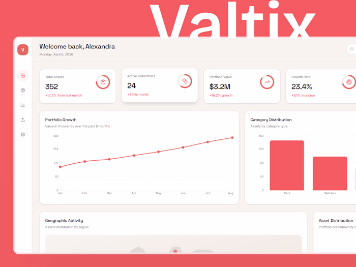 Valtix - Premium Collectibles Vault Dashboard Design