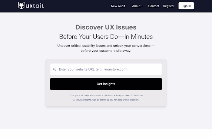 Here is a desktop view and the fox icon logo of uxtail.com
