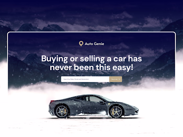 Designed an engaging hero section for Auto Genie’s platform....