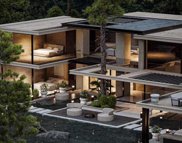 Hidden on the trees.