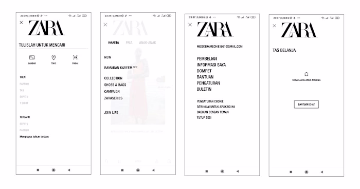 Redesign Zara app ( user flow — wireframe part two)