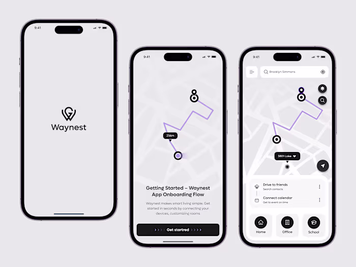  Waynest App Onboarding & Map Interface Design