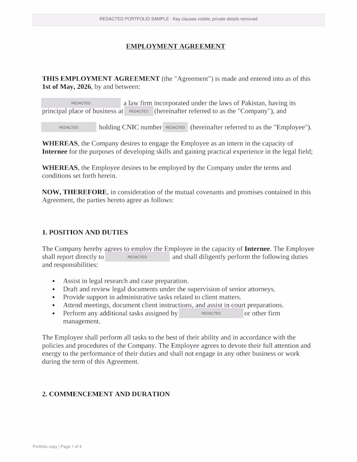 A strong employment agreement is
