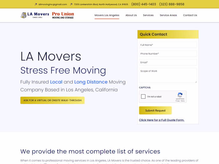 LA Movers Website Development |Elementor-WordPress/ Web Designer