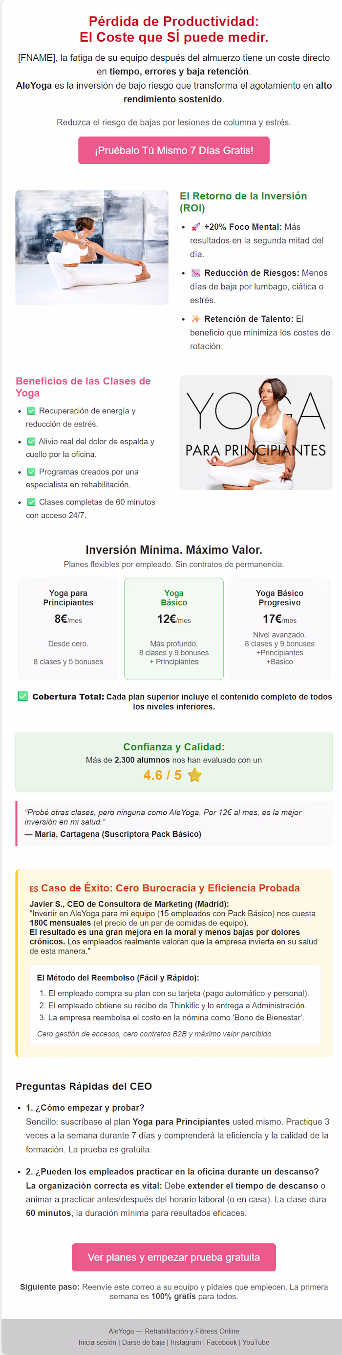I created an email template