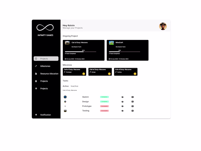 Game company dashboard