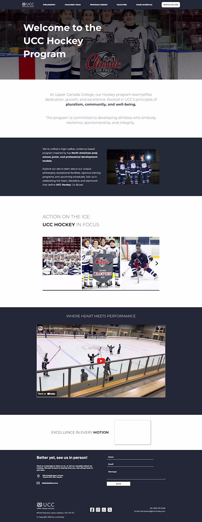 UCC Hockey Varsity Team