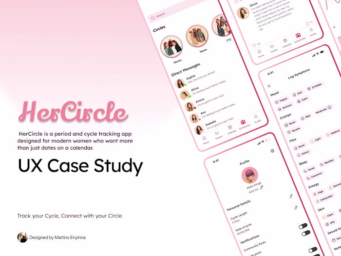 HerCircle Period Tracker/ Community UX Case Study