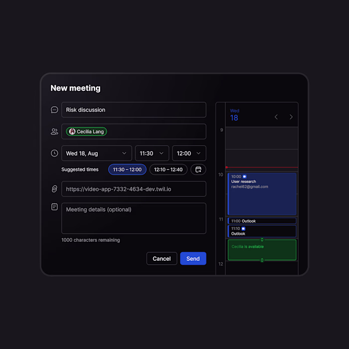 Meeting Scheduler UI – Built with Shadcn/UI