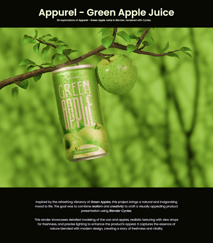 Green Apple Juice: A 3D Visual Delight