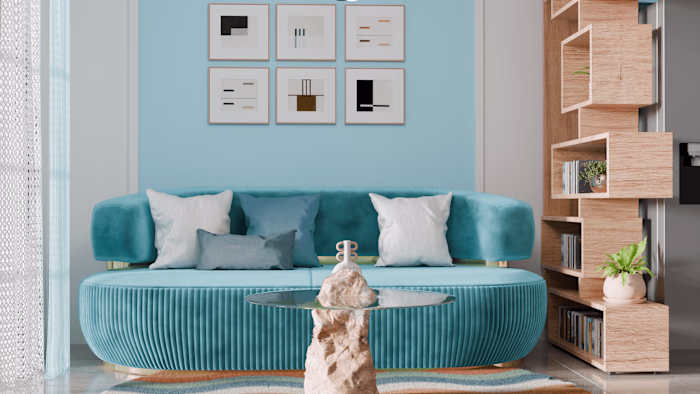 Blue Harmony – Modern Kitchen & Living Concept