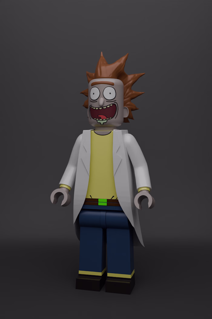 Custom Rick Sanchez LEGO-style 3D Model Design