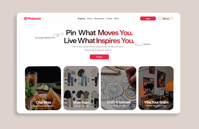Redesigned the landing page of Pinterest
