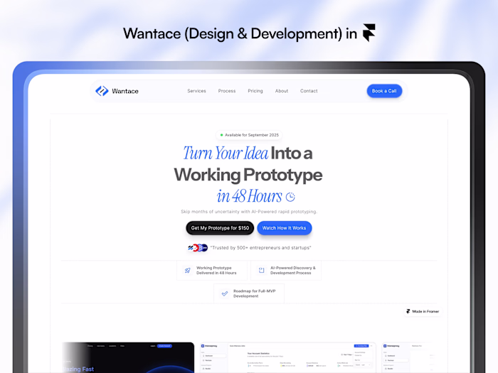 Wantace Landing Page Design & Development