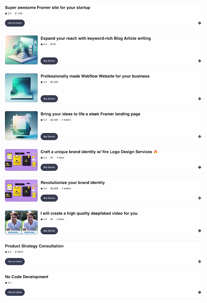 Contra x Framer Services Component
