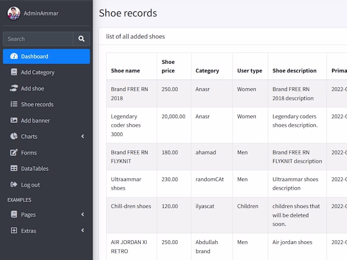 Shoe Management System/E-commerce