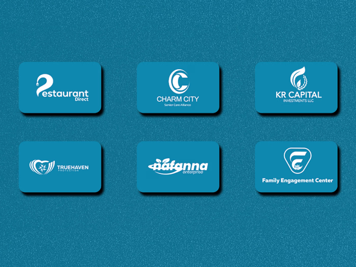 A collection of brand identity logo designs created for diff...