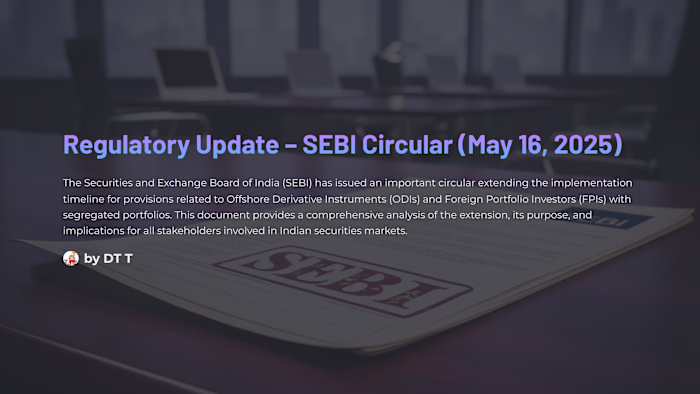 Regulatory Update – SEBI Circular (May 16, 2025)