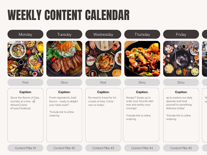 Instagram Content Calendar Sample
