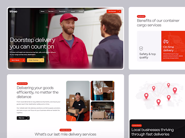 DoorStep Delivery Logistic Service Landing Page | Uthao UI/U...
