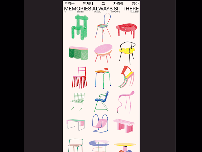 16 CHAIRS PENCIL DRAWING 