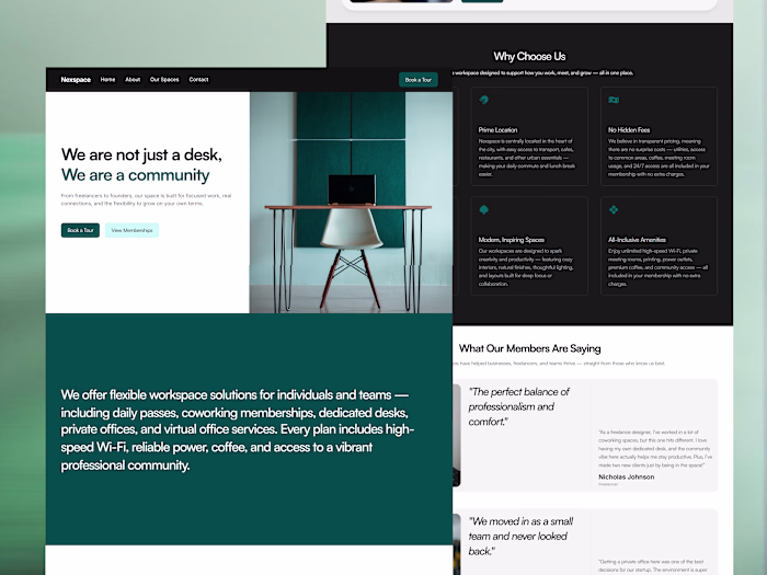 Nexspace – A Coworking Brand Website for the Modern Professional
