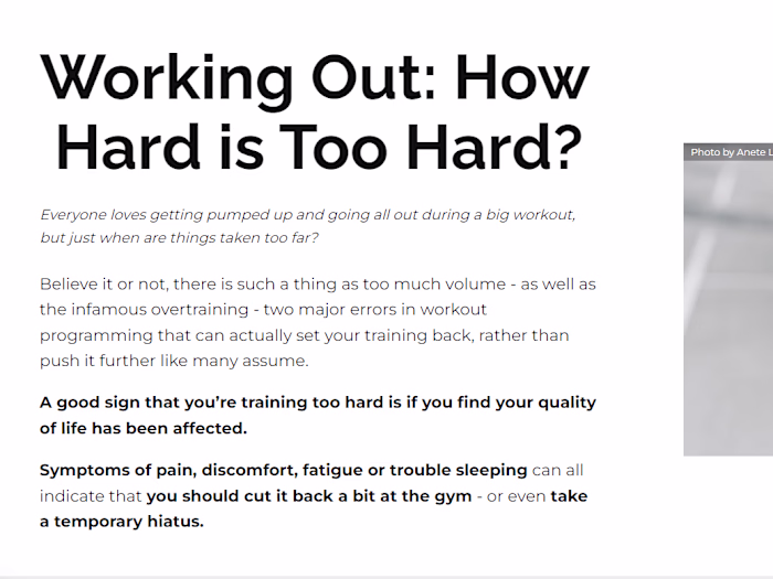 Content Writing: Working Out - How Hard is Too Hard?