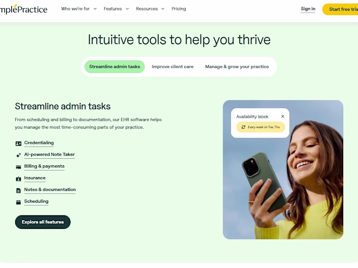 Fullstack Development for HIPAA-compliant SimplePractice