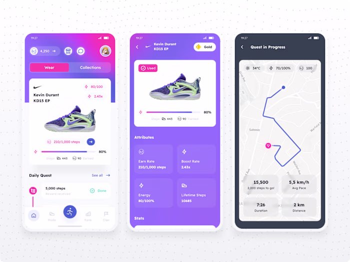 MOVENS Move to Earn Mobile App UI