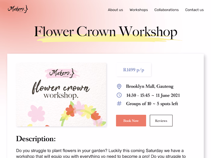 Makers Workshops website design