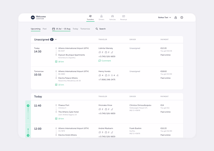 Welcome Pickups. Dispatcher app.
