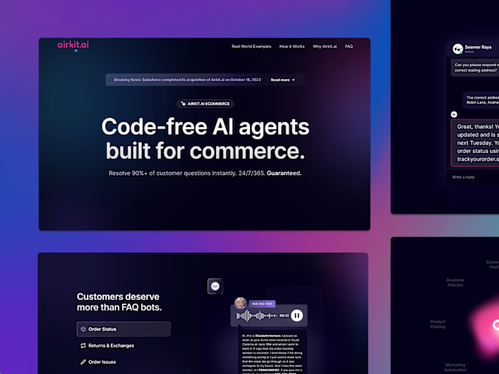 Airkit.ai — Code-free AI agents
built for commerce