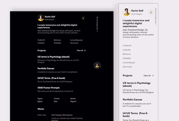 Minimal Mobfolio Dark/light Mode
