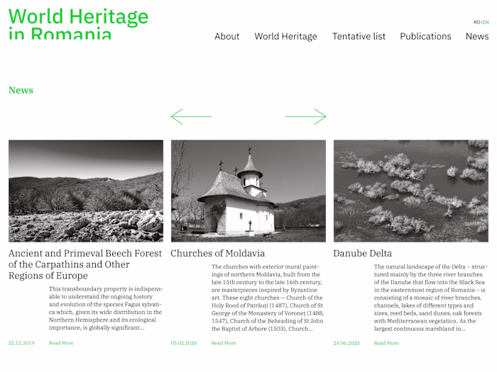World Heritage in Romania | UX/UI