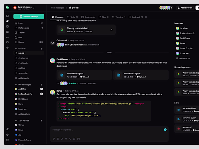 Zapier Workspace Dashboard Design