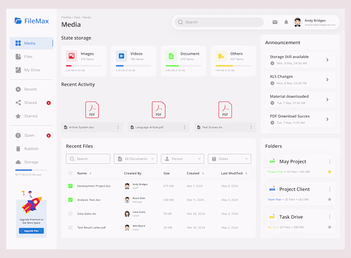 FileMax - File Management & Storage Dashboard