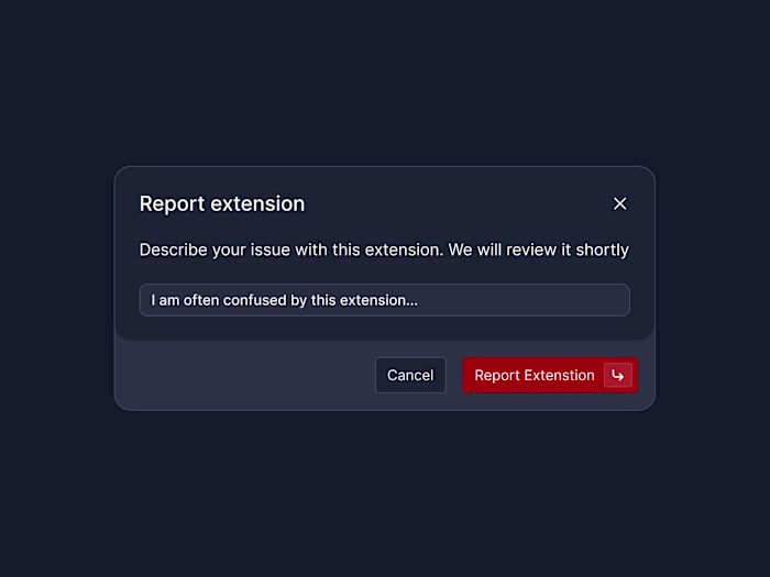 Dark-themed report modal... 👀 A clean and minimal report mo...