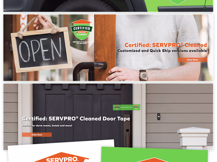 Servpro Storefront Banners and Business Cards