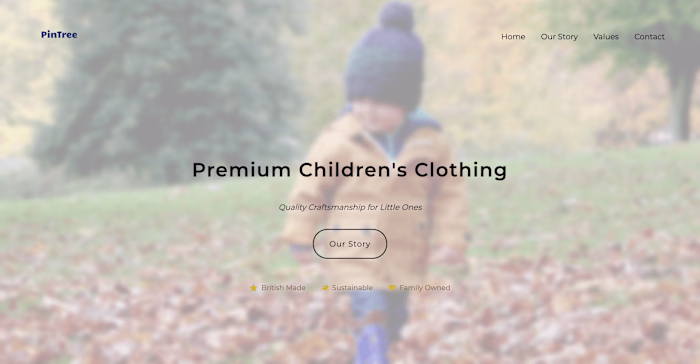 Static landing page for Premium Clothing brand