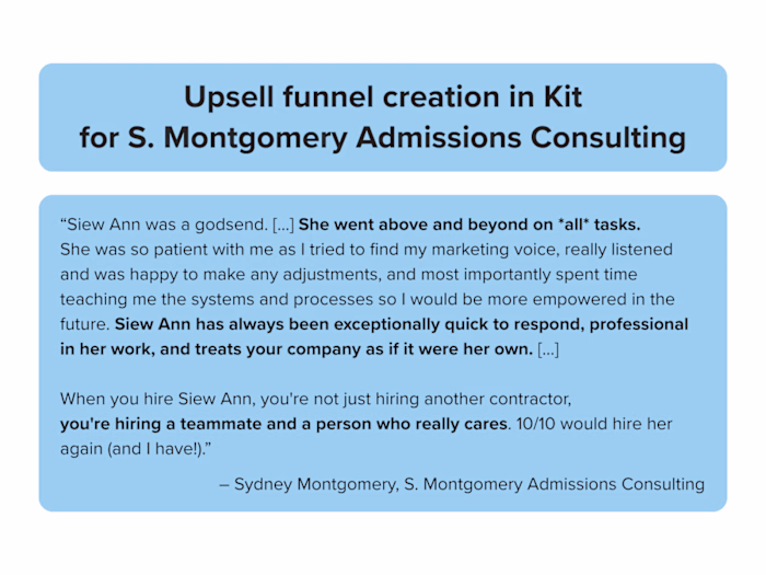 Upsell funnel creation in Kit