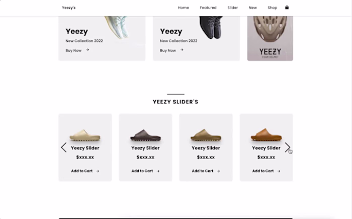 Yeezy's Landing Page
