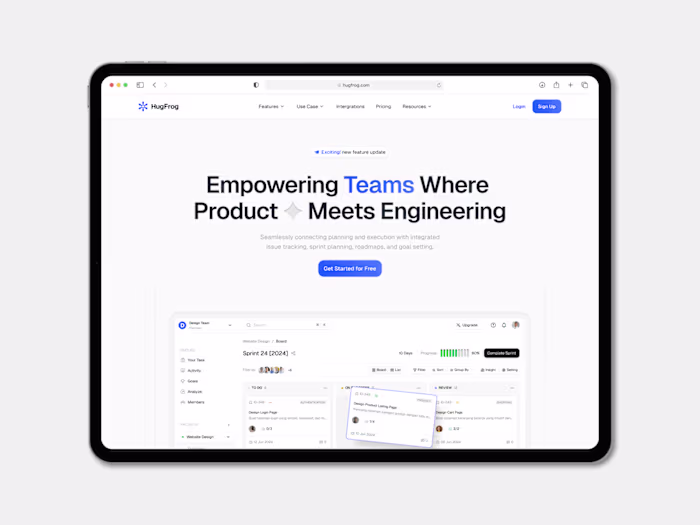 HugFrog – SaaS Landing Page for Project Management Tools