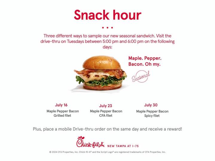 Cover image for Chick-fil-A New Tampa on Instagram: “Snack hour it’s back and w…